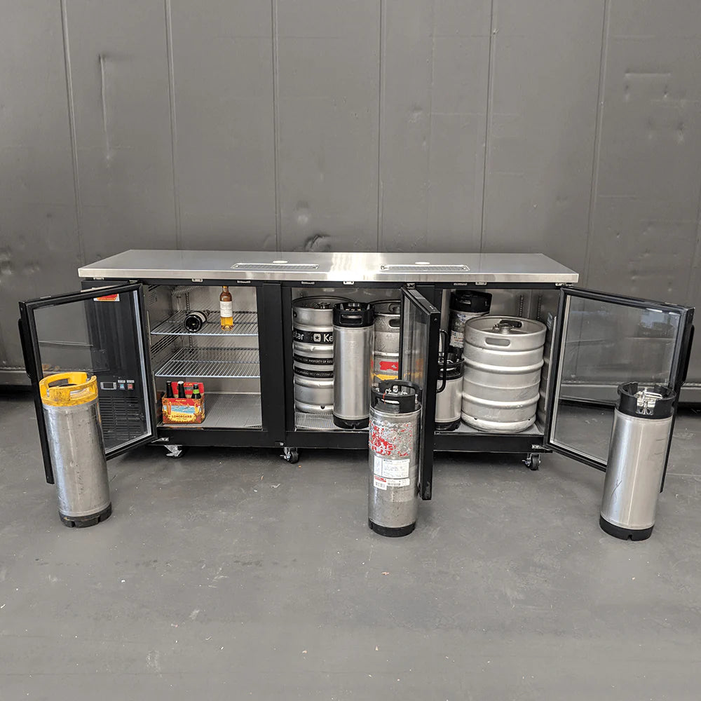 Grand Deluxe 3 Black Three Glass Door Kegerator