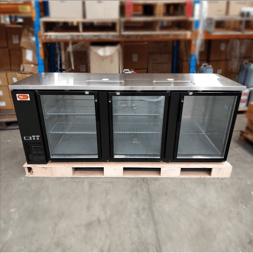 Grand Deluxe 3 Black Three Glass Door Kegerator