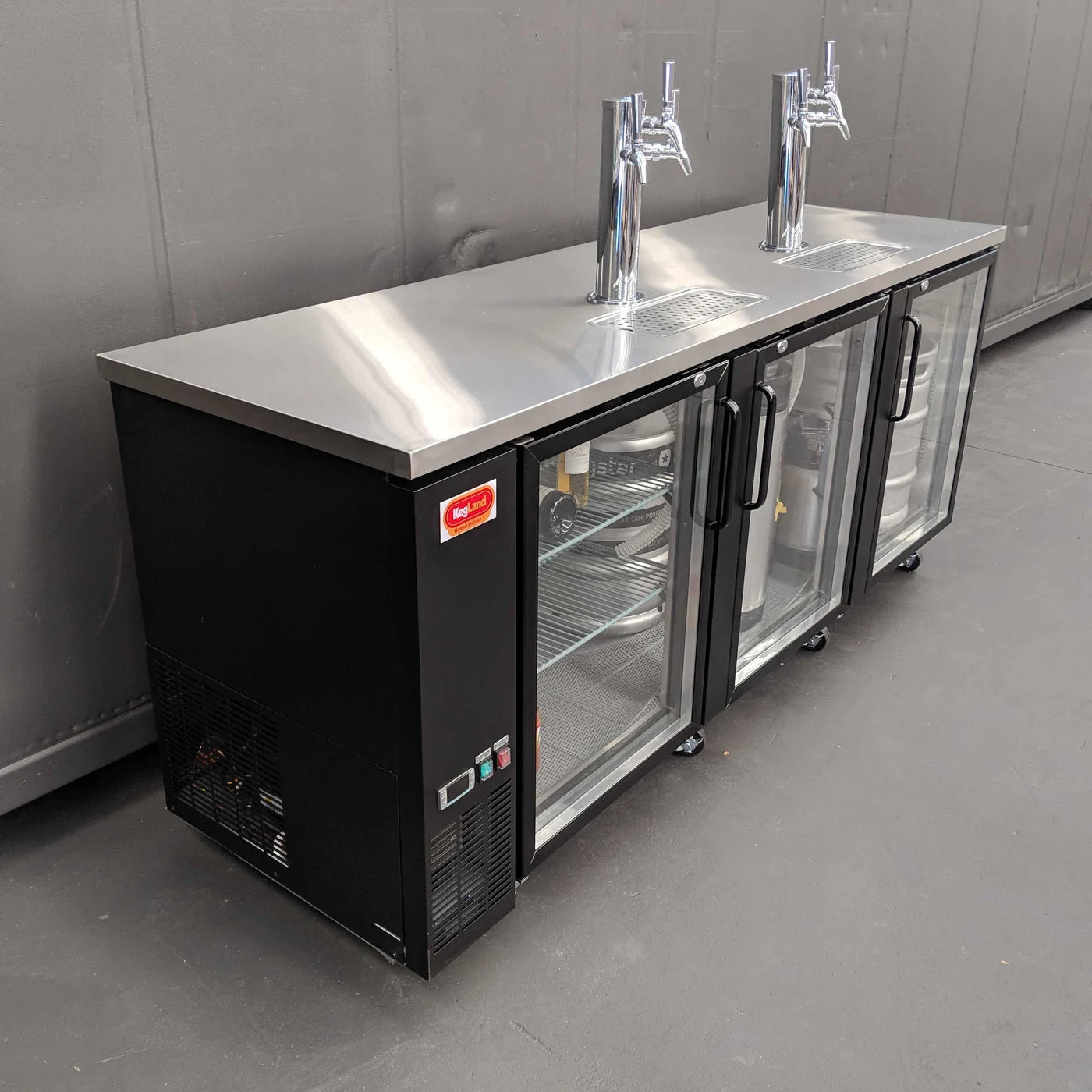 Grand Deluxe 3 Black Three Glass Door Kegerator