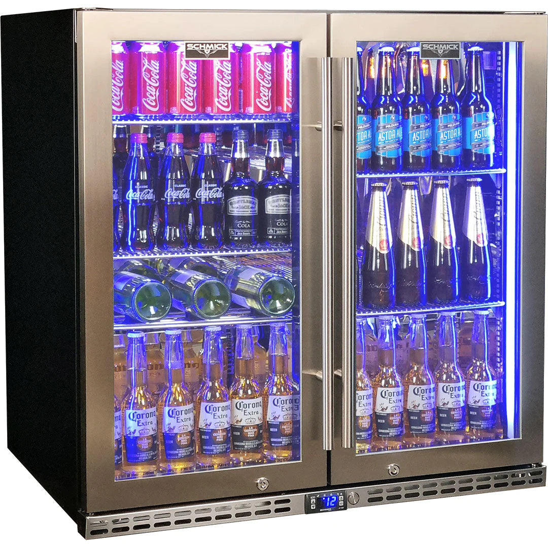 Schmick Quiet Running Front Venting Under Bench 2 Door 274L Bar Fridge