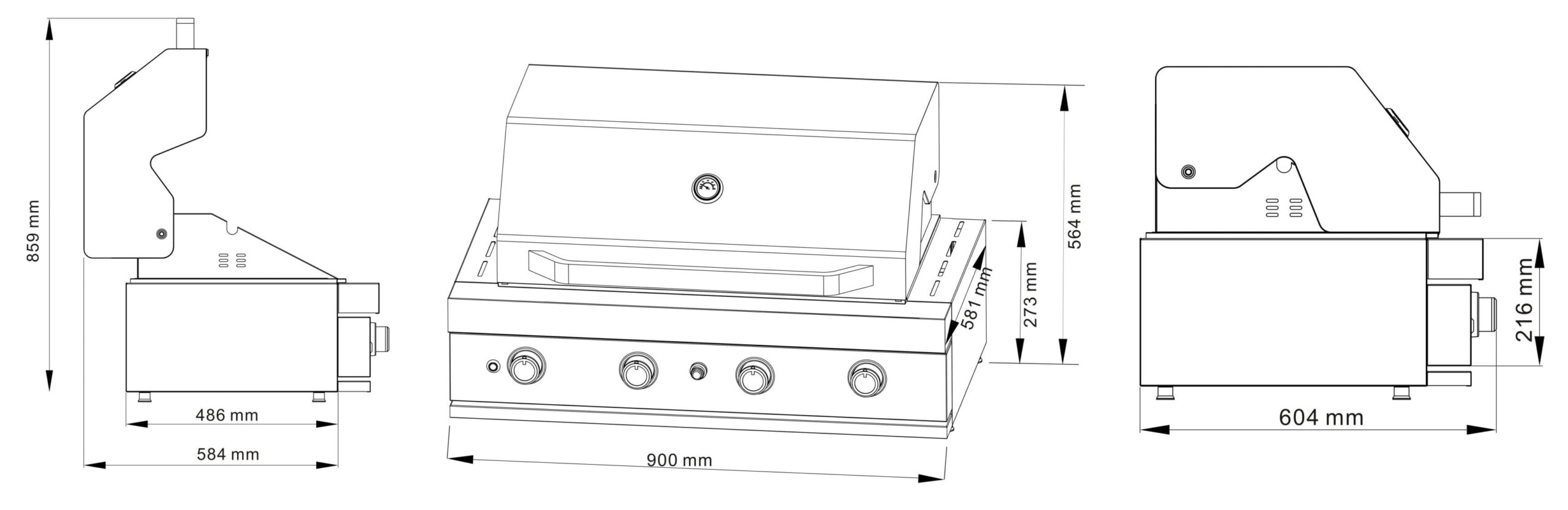 Euro Appliances 4 burner Built-In BBQ - Stainless Steel