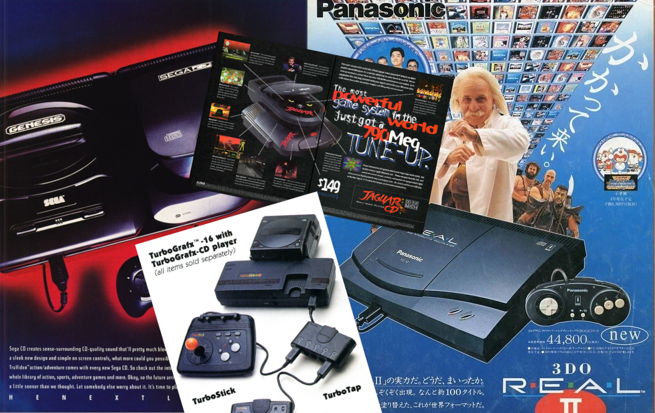 CD add-on advertisements for various game consoles