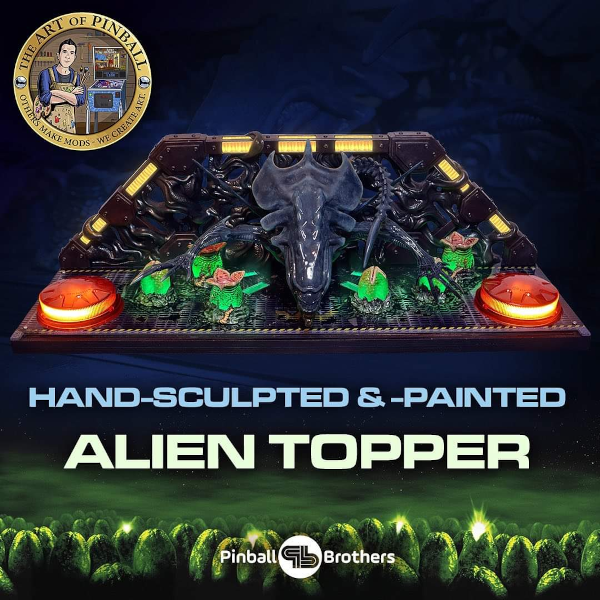 Alien pinball topper featuing the Alien Queen and LED beacons
