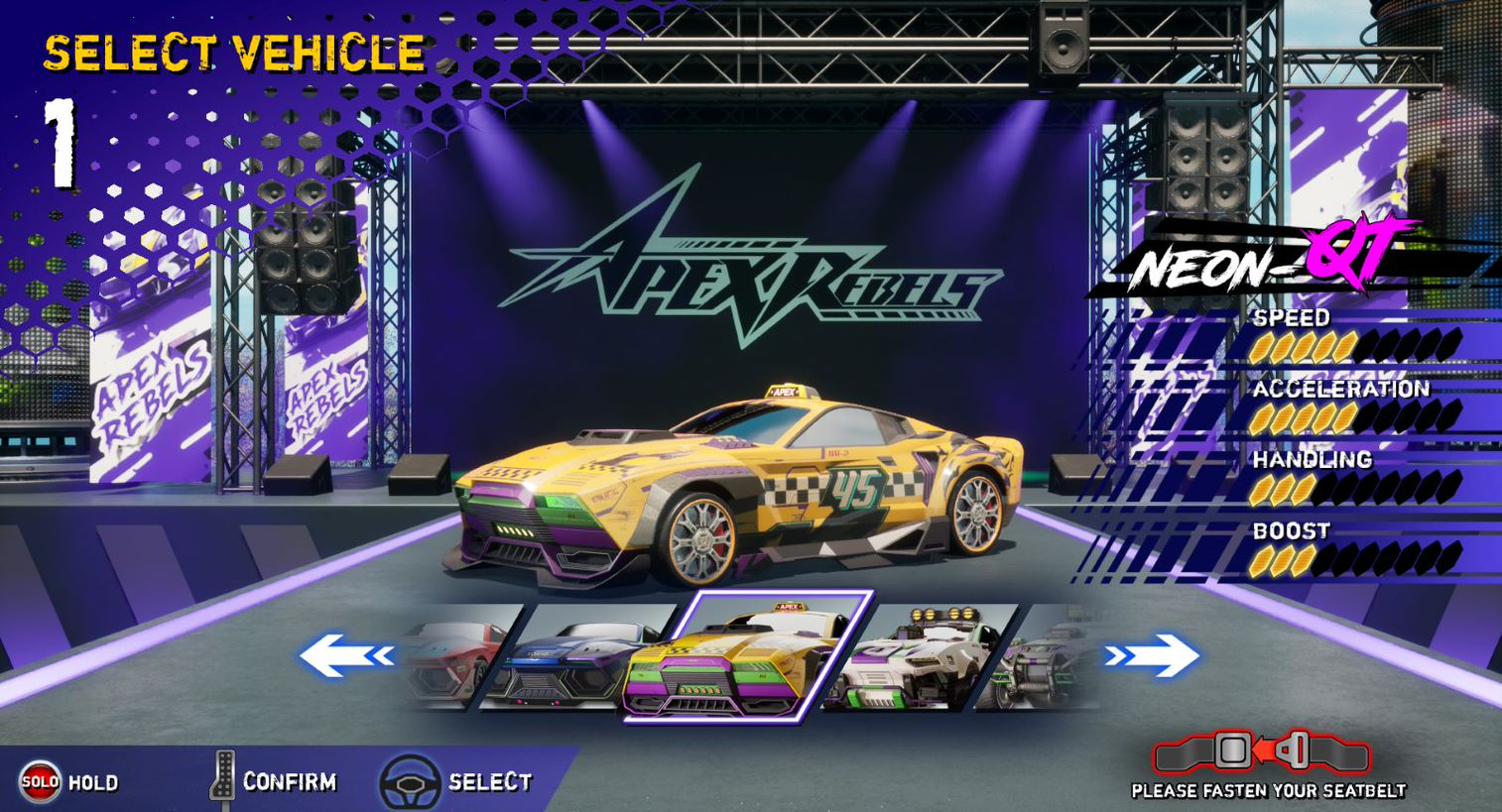 Sega's Apex Rebels - Neon QT car