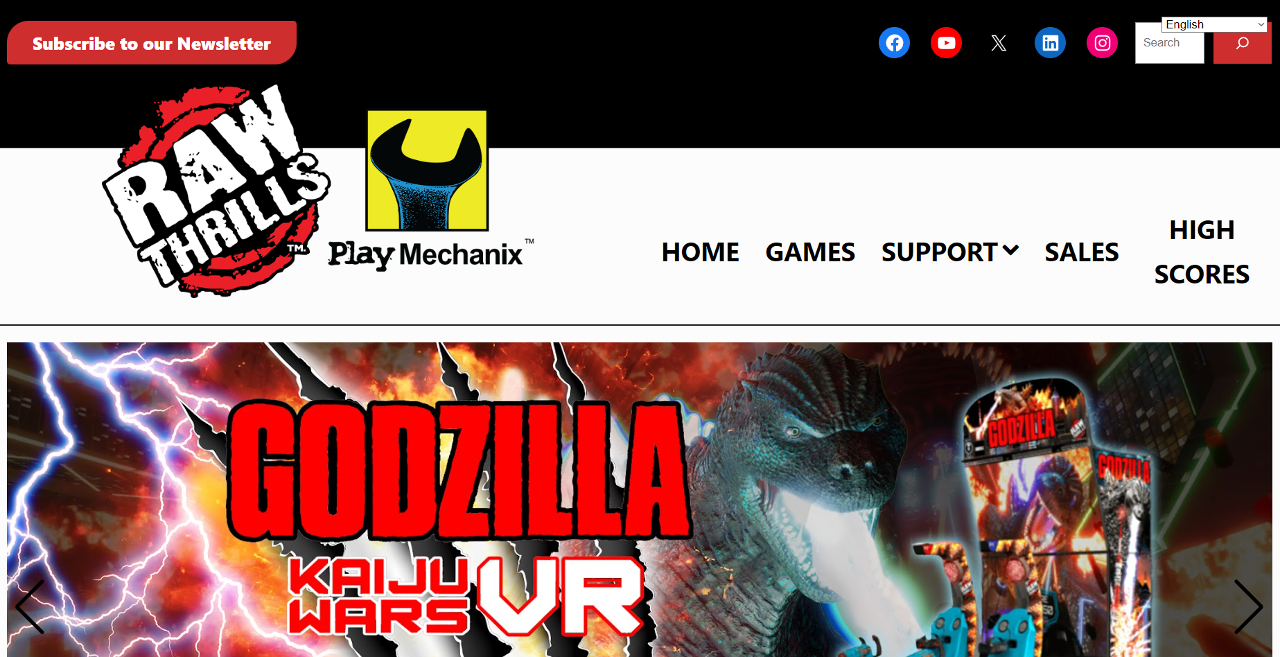 Raw Thrills Refreshes Its Website Ahead of Godzilla VR Launch