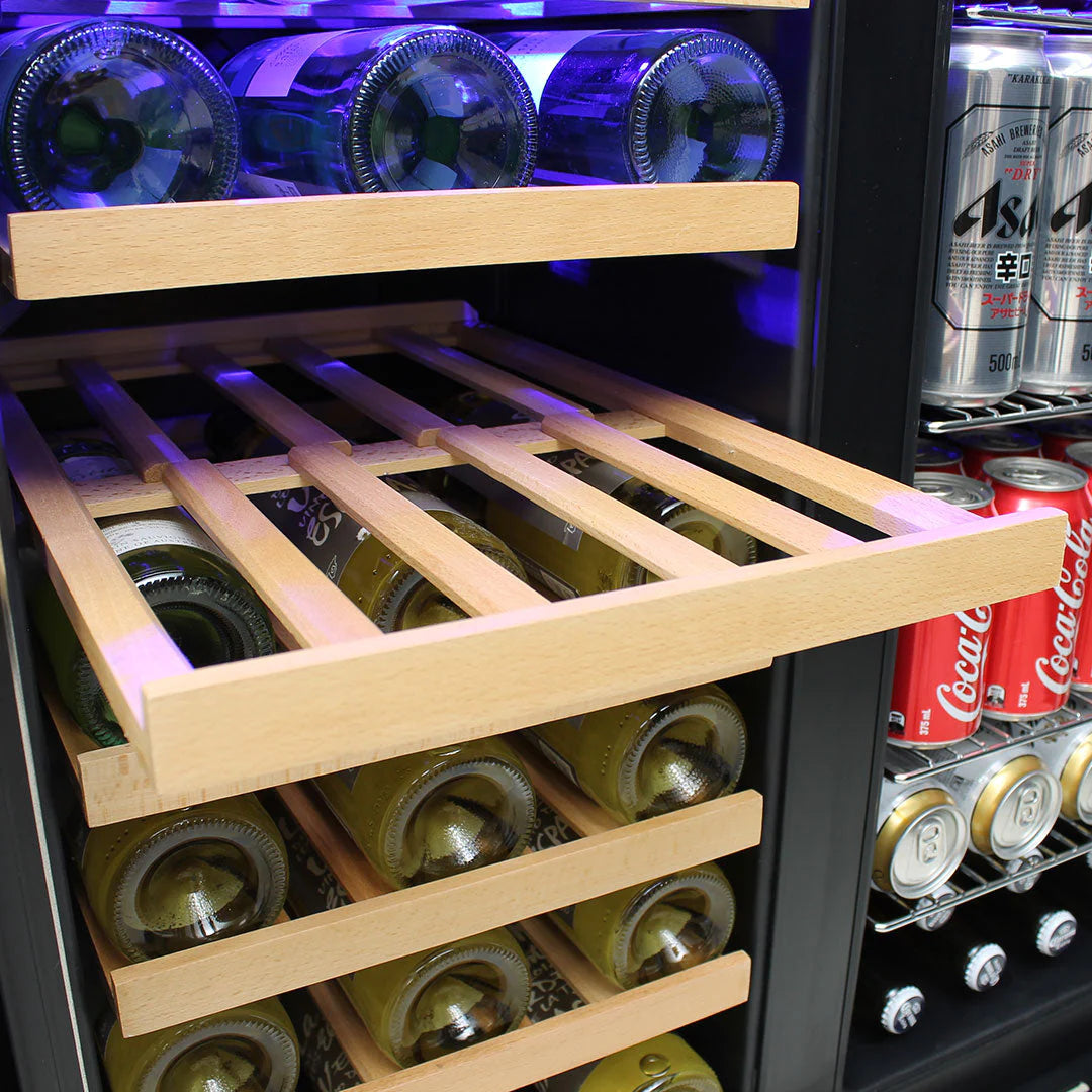 Under Bench Beer And Wine Dual Zone 165L Bar Fridge