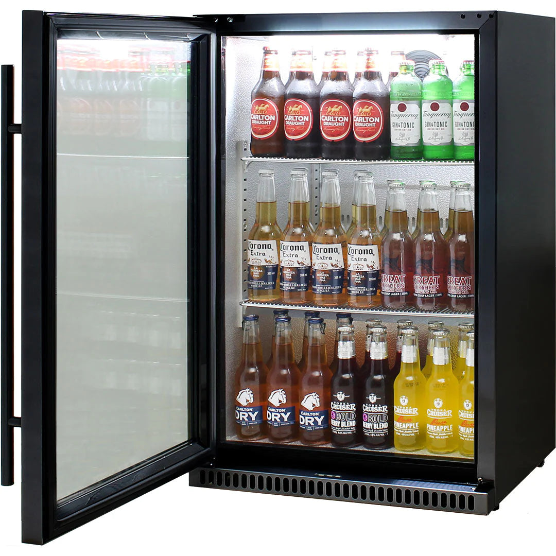Schmick Black 118L Bar Fridge With Heated Glass Door