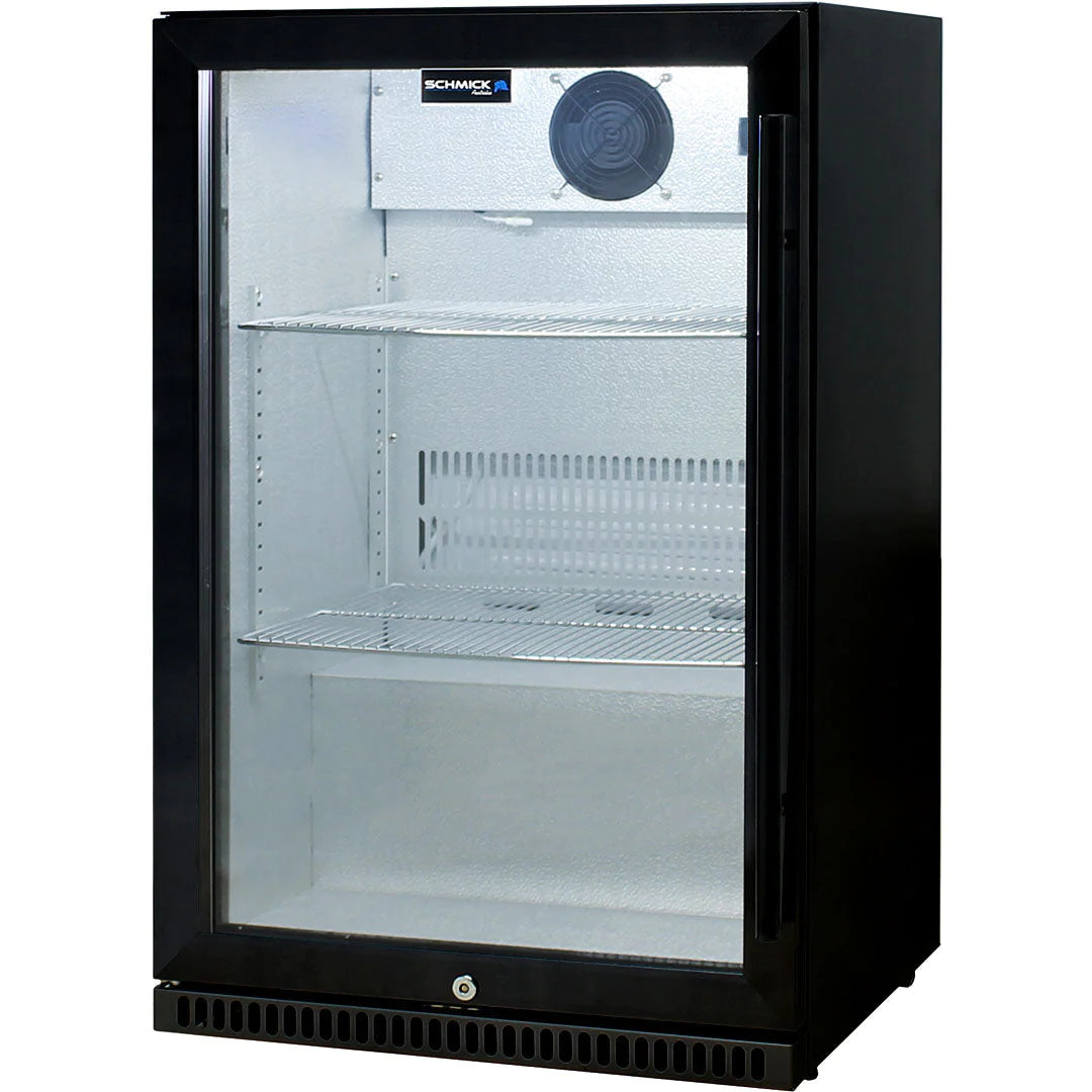 Schmick Black 118L Bar Fridge With Heated Glass Door