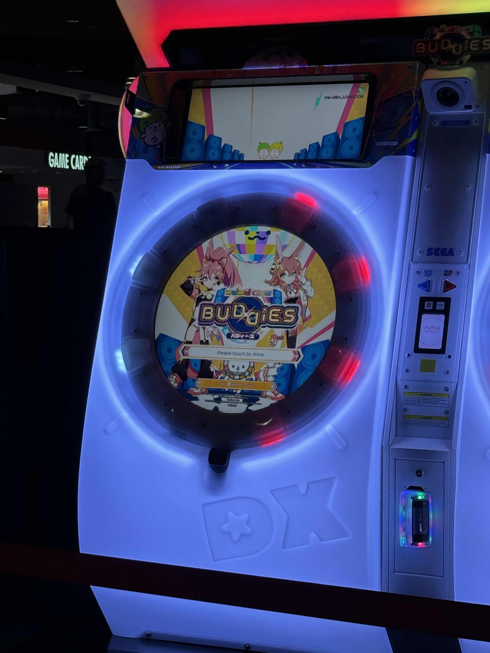 Title screen of Maimai DX Buddies, on test at Round1, Puente Hills Mall, CA.