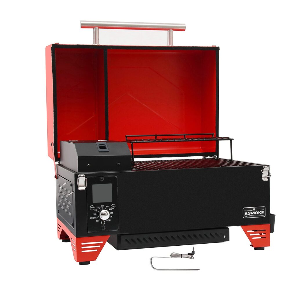 Asmoke AS350 Portable Pellet Grill and Smoker - Red