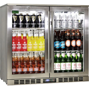 Rhino Stainless Steel 2 Door Heated Glass 208L Bar Fridge
