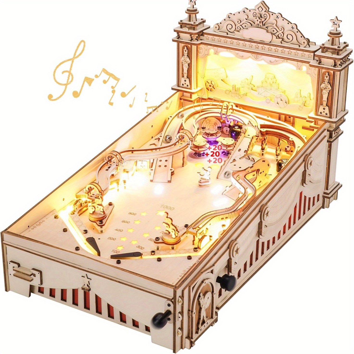 ROBOTIME 3D Wooden DIY Pinball Machine Puzzle - Image 6