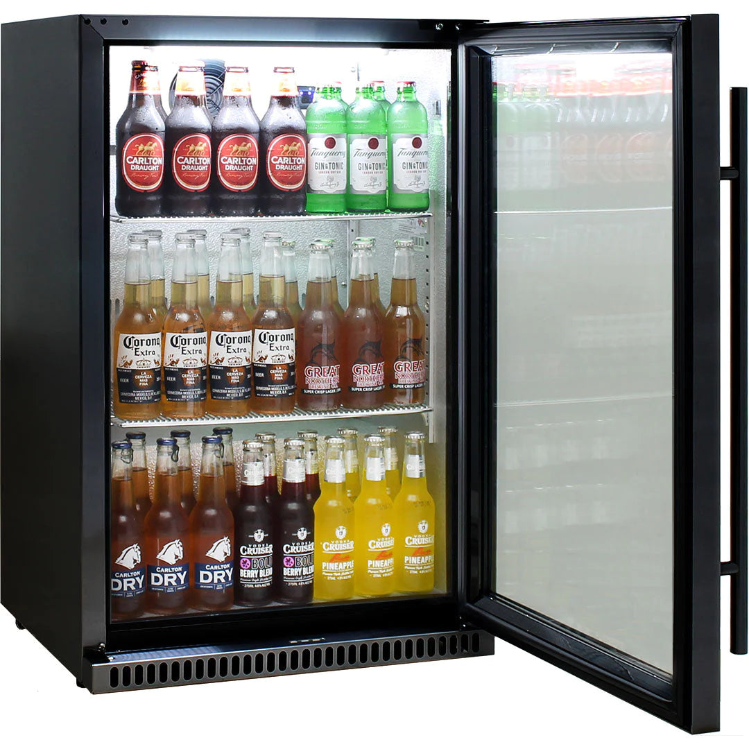 Schmick Black 118L Bar Fridge With Heated Glass Door