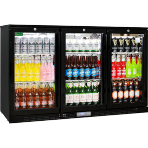 Commercial Glass 3 Door Under Bench Bar Fridge 330L