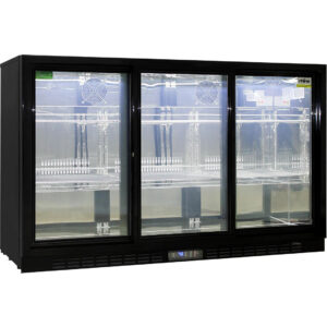Commercial Under Bench 3 Sliding Glass Doors Alfresco 330L Bar Fridge