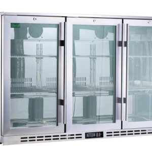 Rhino Stainless Steel 3 Door Heated Glass 330L Bar Fridge