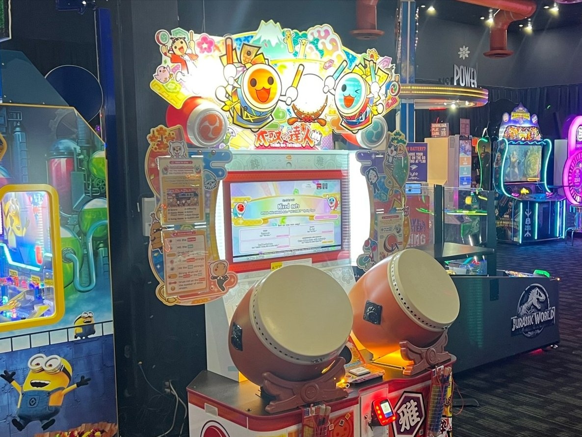 Bandai Namco's Taiko No Tatsujin on test at Dave & Busters Addison, IL, US, in February 2024