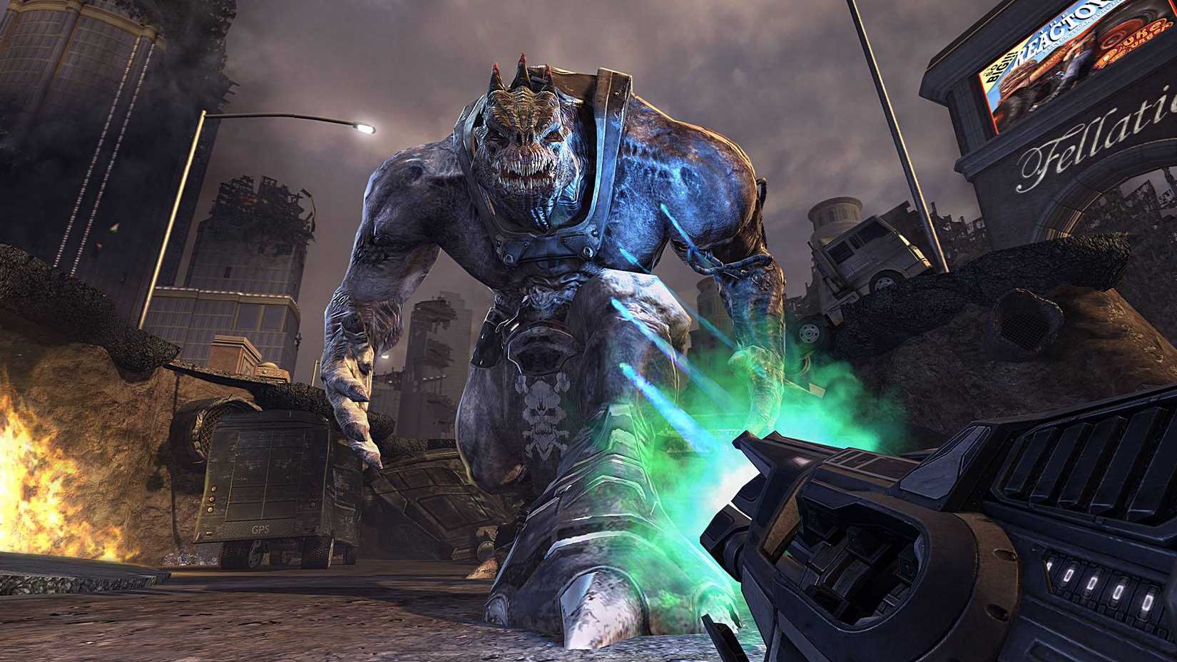 A huge monster in Duke Nukem Forever.