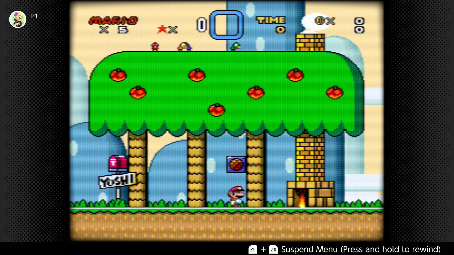 Super Mario World on the SNES Classics app on Switch 2, with the CRT filter.
