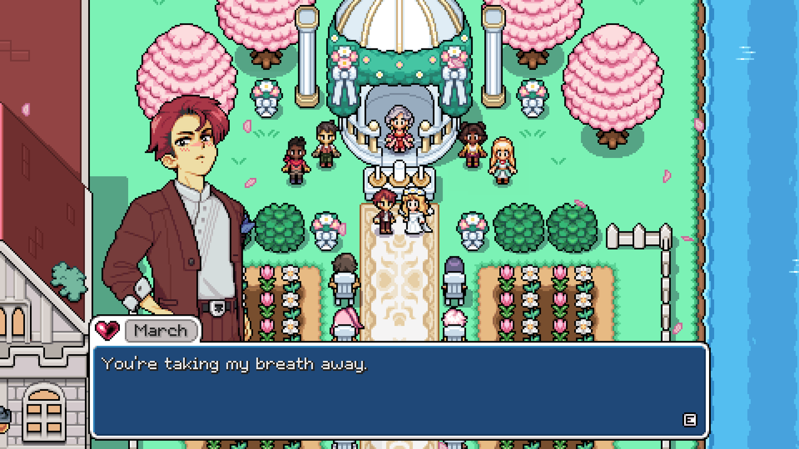 A wedding taking place in Fields of Mistria.