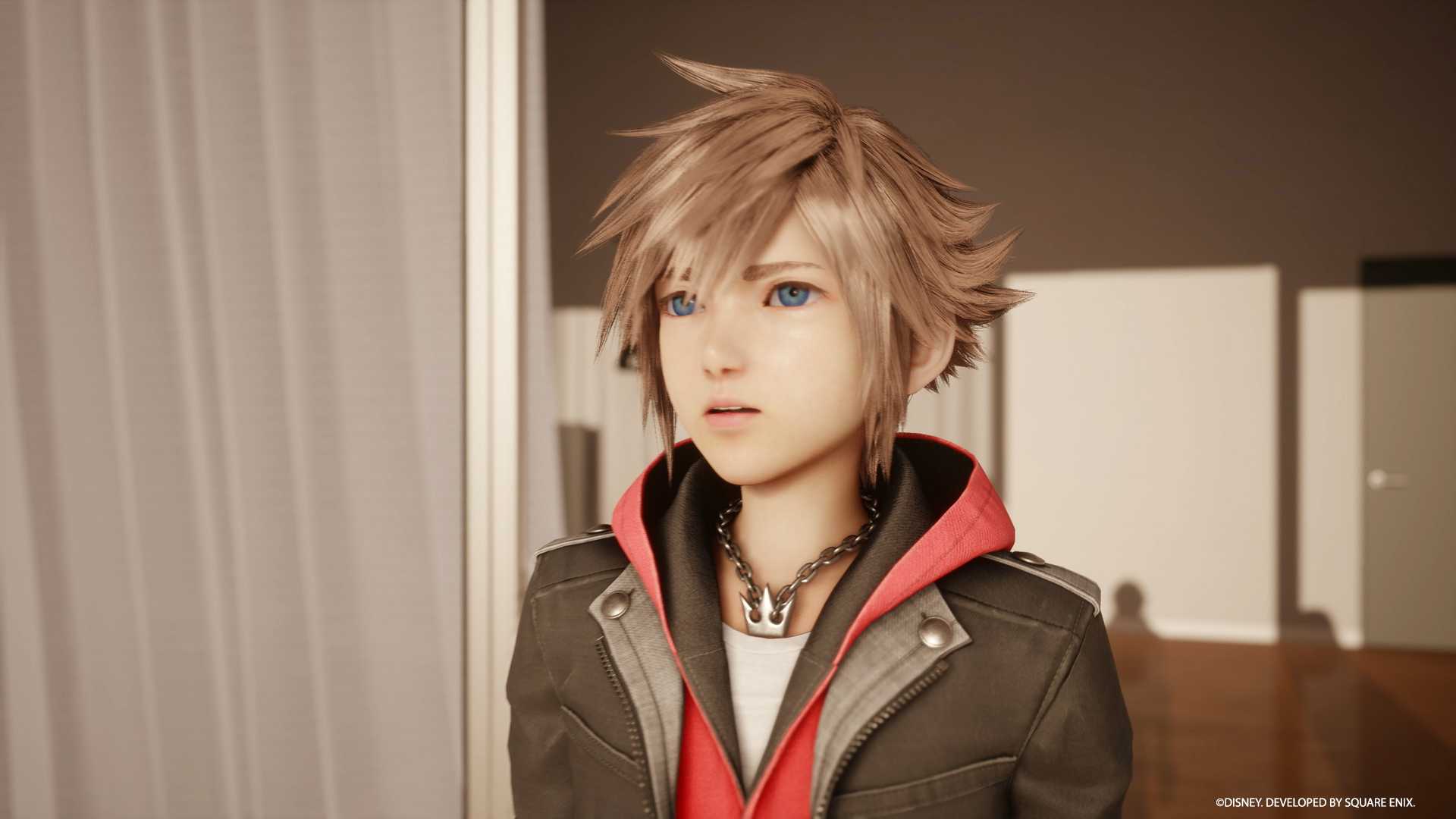 Sora looks out upon Quadratum from a balcony in the first trailer for Kingdom Hearts 4