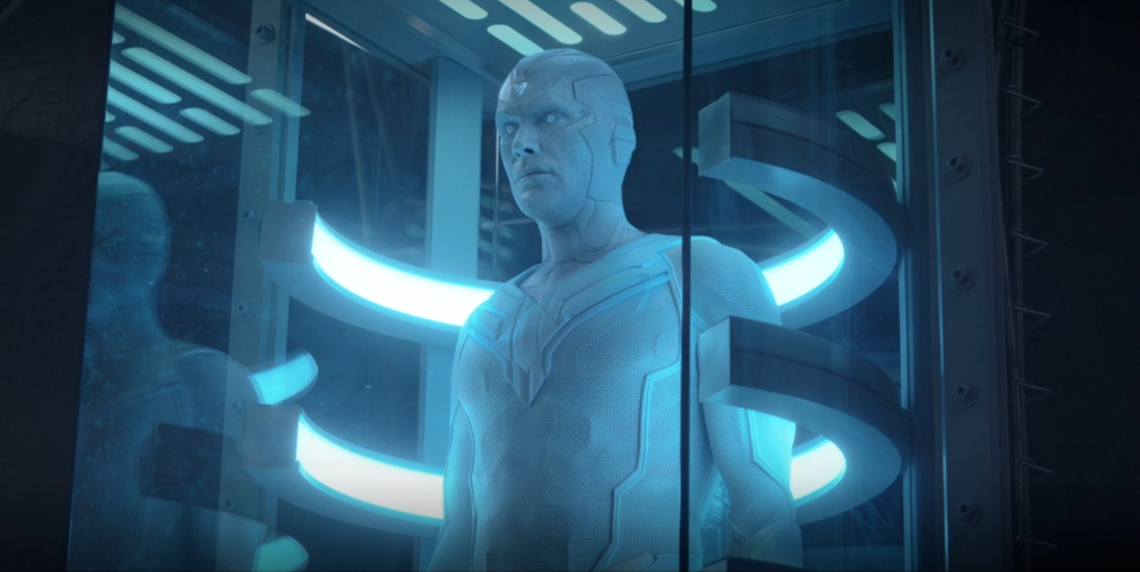 The Vision, in monochromatic colors, in WandaVision.