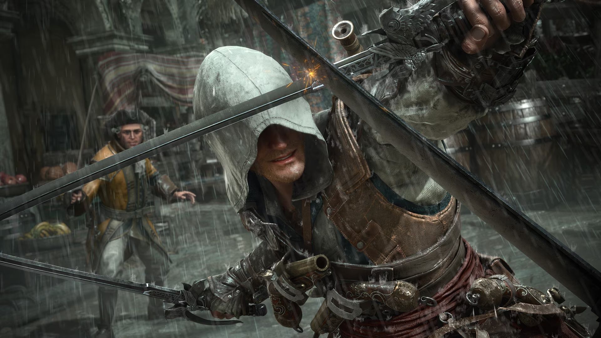 Edward Kenway gets into a sword fight in Assassin's Creed Black Flag Resynced