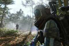 A raider aiming at another in a forest in Arc Raiders.