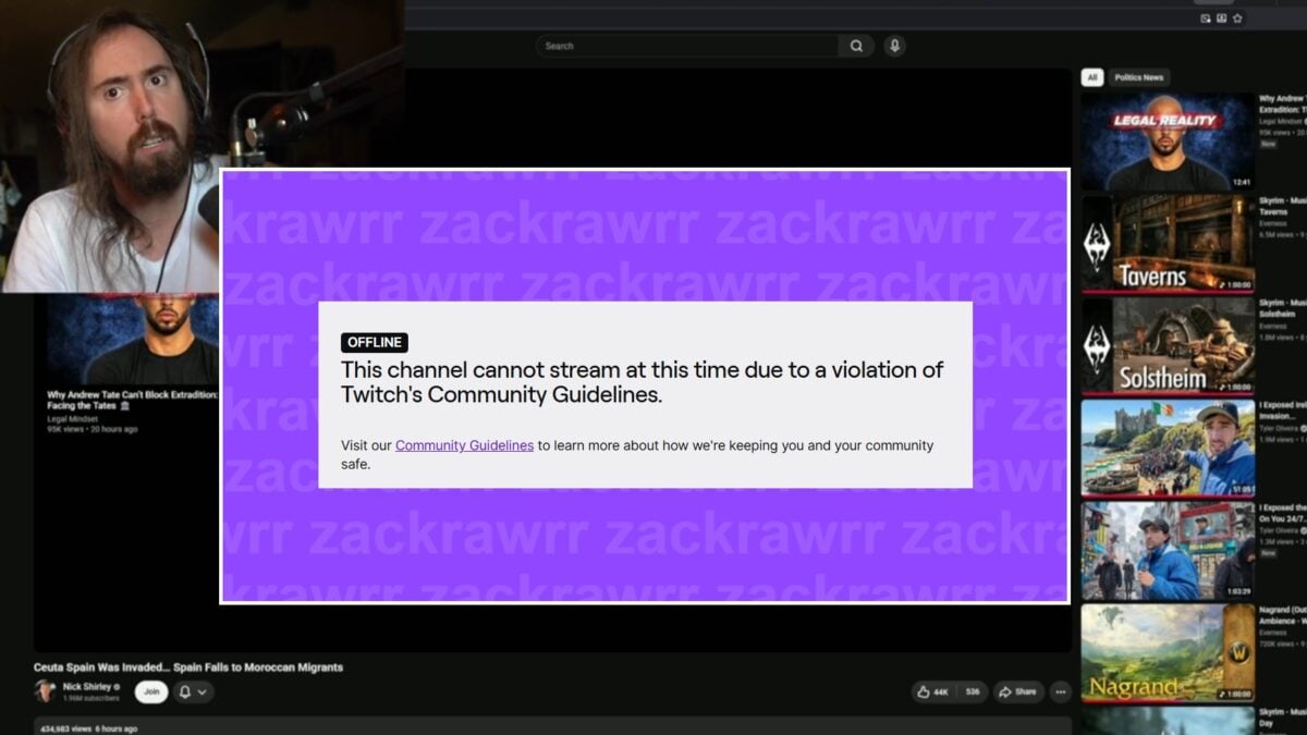 Asmongold Twitch Channel Suspended After Violent Immigration Comments