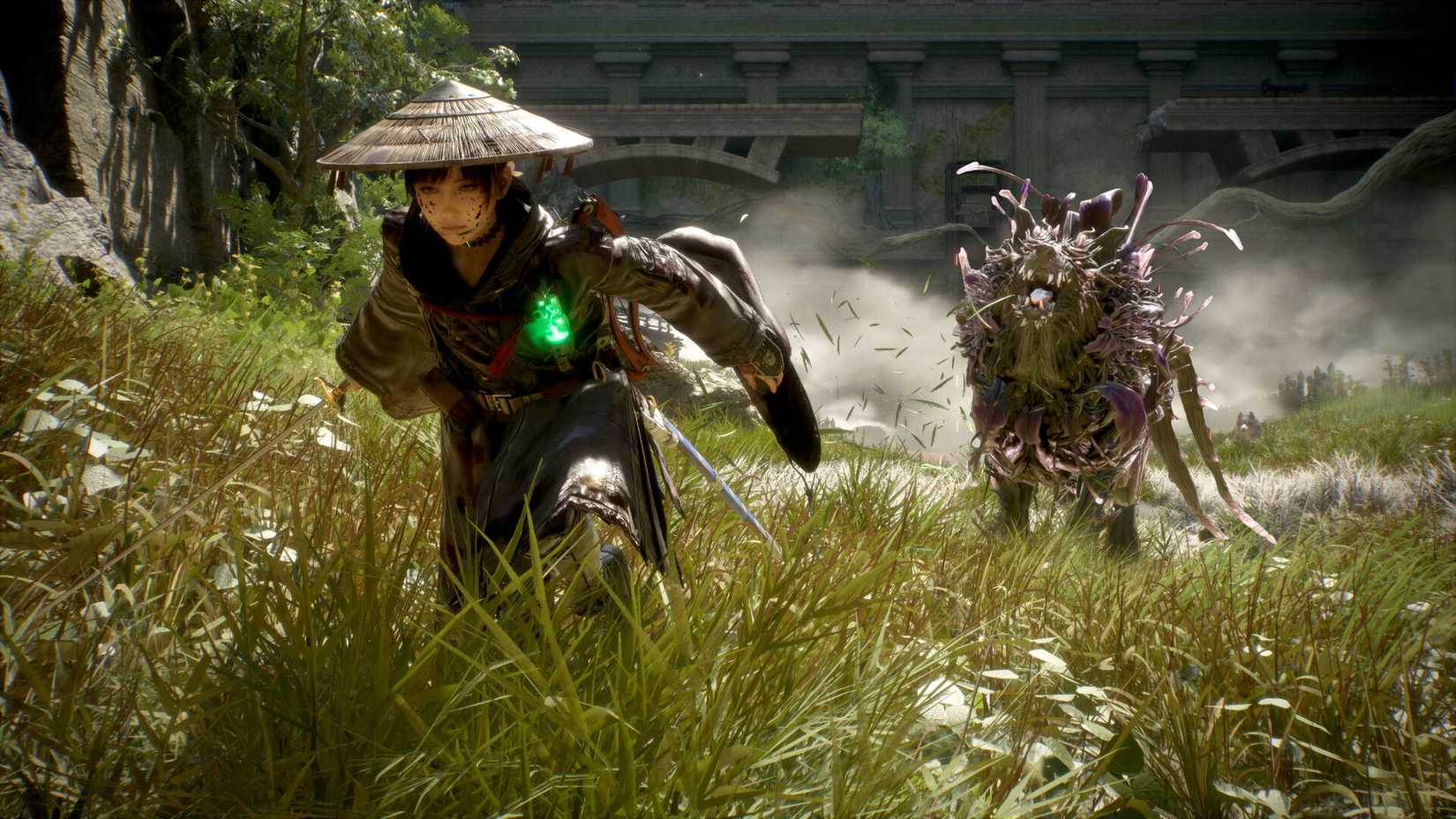 The hero of Beast of Reincarnation runs from an enemy.
