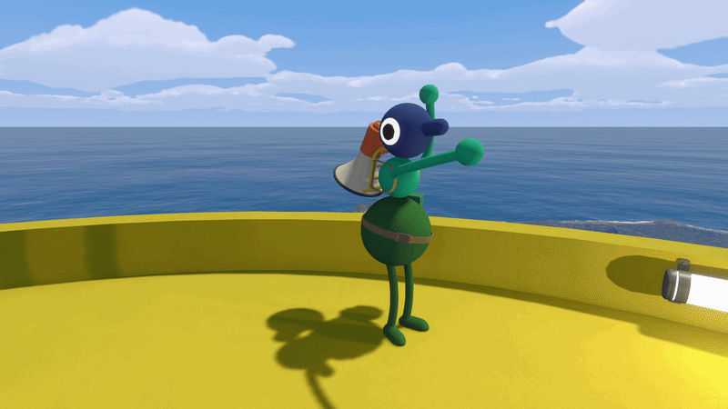 A character waves its arms in Big Walk.