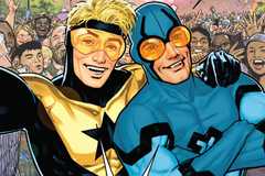 Booster Gold and Blue Beetle on the cover of Blue and Gold #1
