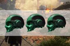 A montage of two Beast of Reincarnation images showing three memory chips, skull-like metallic objects