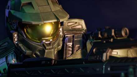Master Chief aims a sniper rifle at the Halo fans who are arguing in the culture war