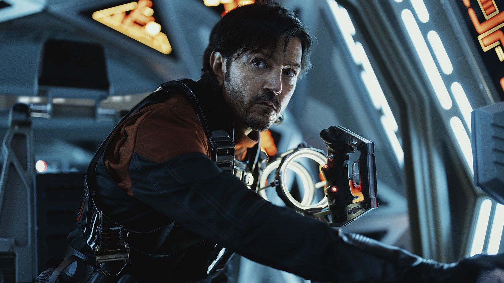 Cassian Andor gets ready to pilot a TIE Fighter in a still from Andor season 2