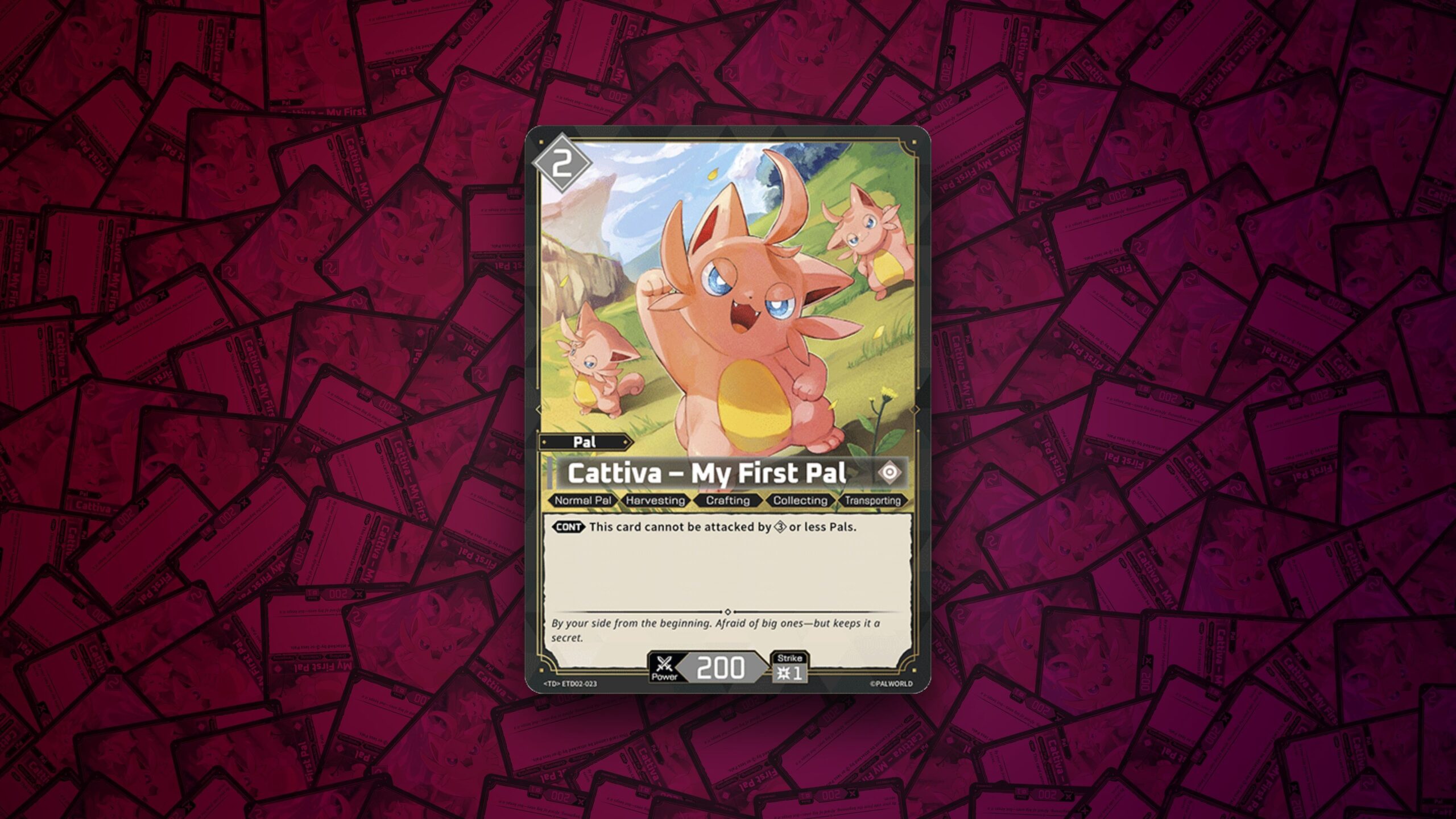 The Cattiva monster in Palworld, as depicted by the trading card game.