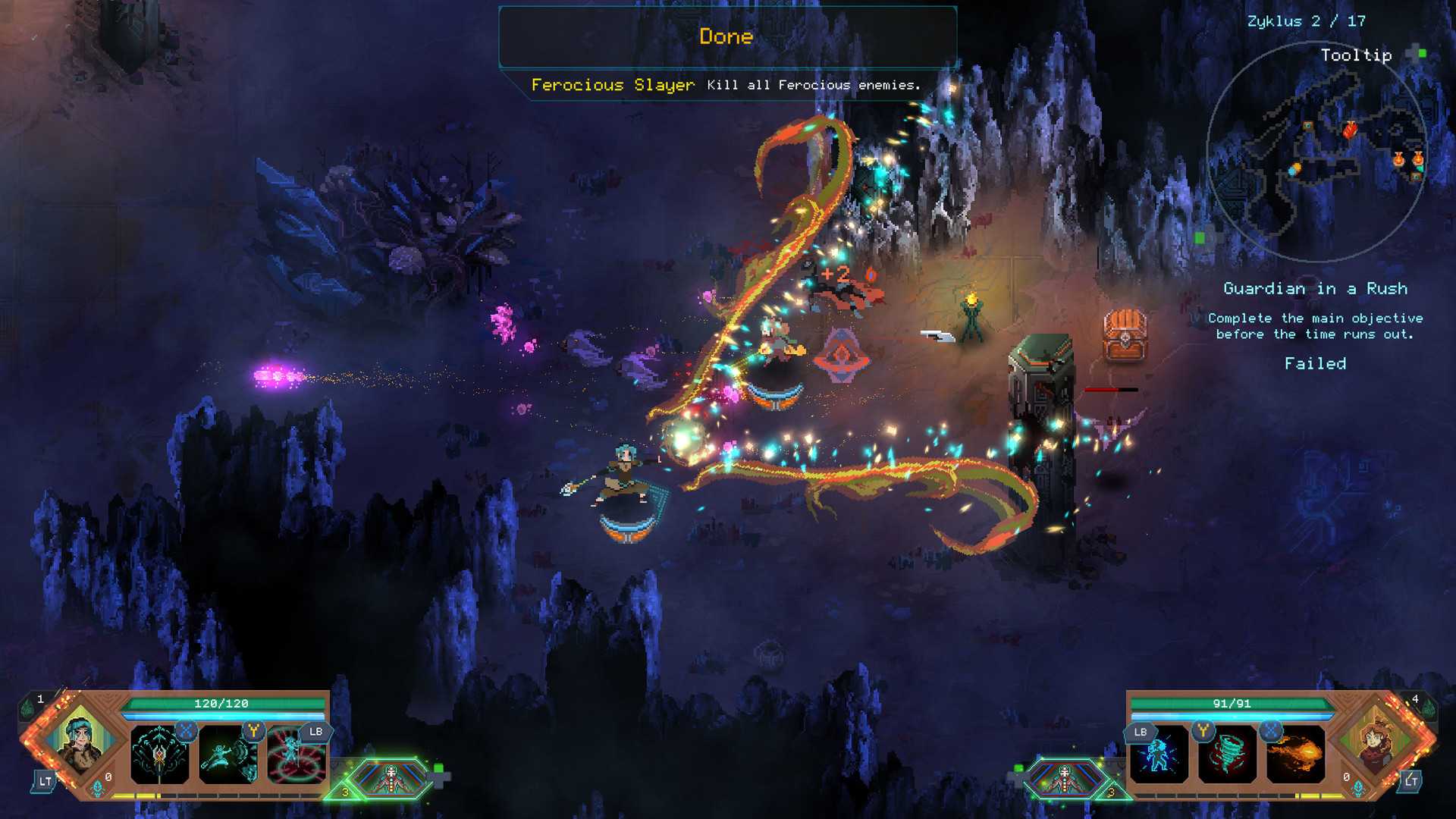 A heated battle in Children of Morta