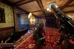 Firing on monsters that approach in a mansion environment in Deepward