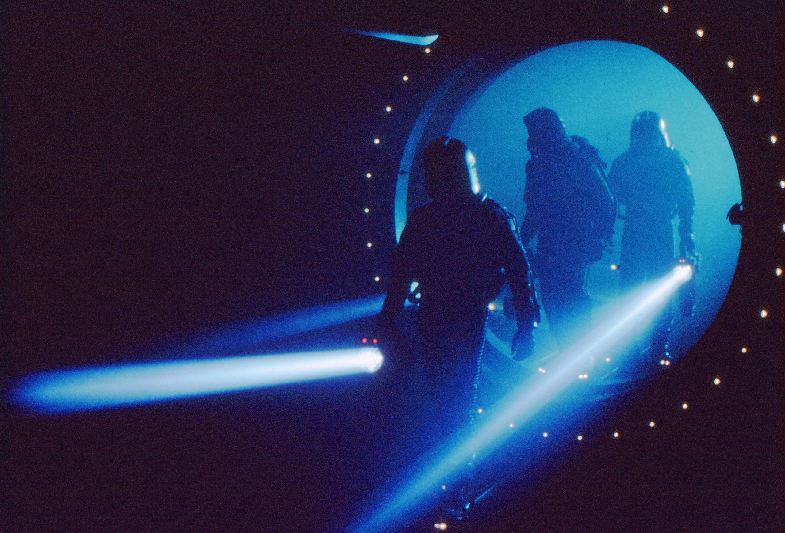 The crew enters the dark spaceship in Event Horizon