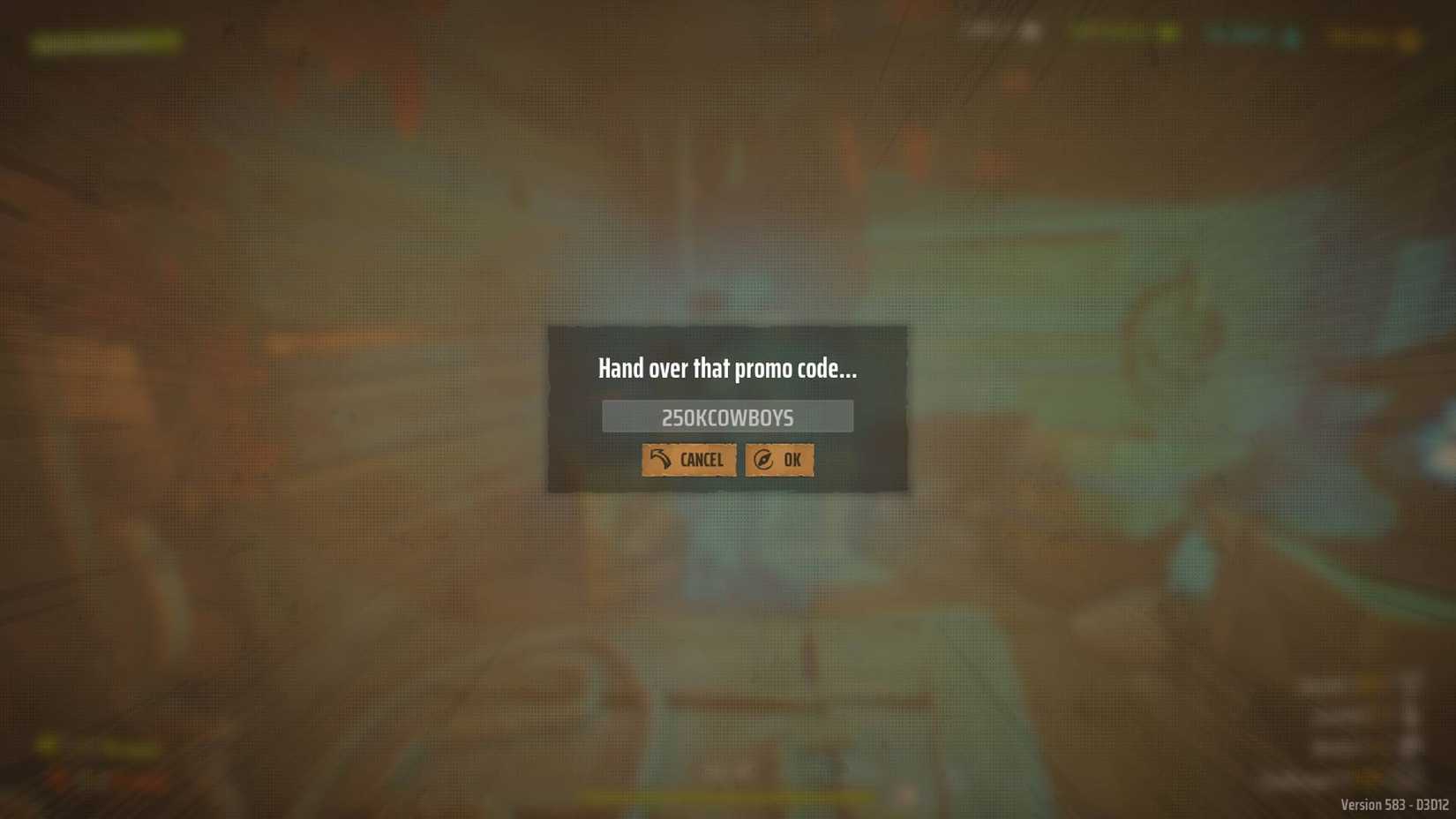 The redeem code screen with a code inputted.
