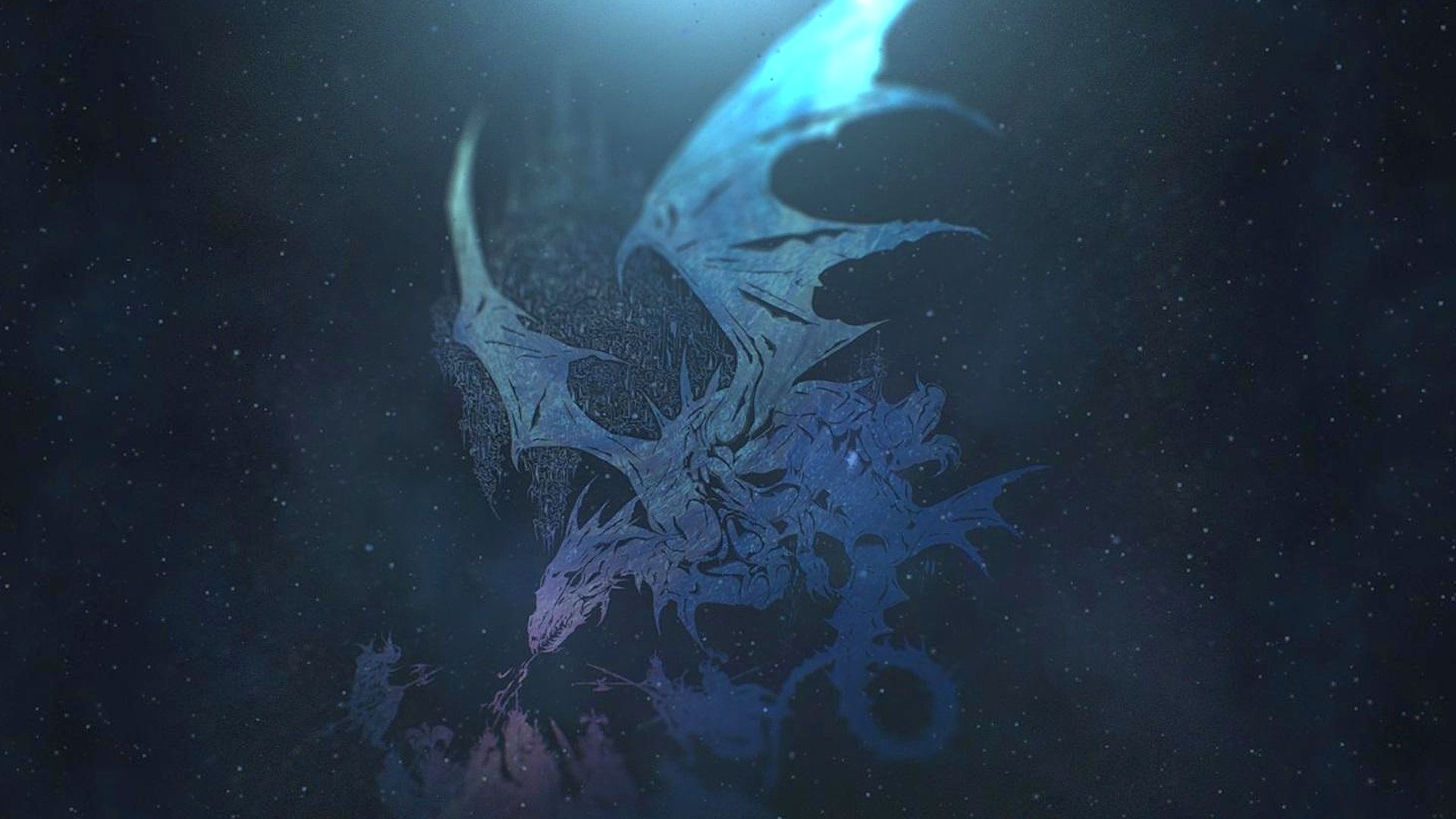 The FFXIV Heavensward logo, a dragon breathing fire with the city of Ishgard in the background
