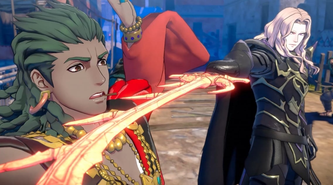 Fire Emblem characters fight.