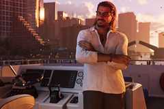 A GTA 6 character standing on a boat