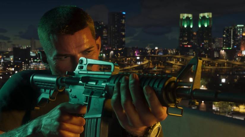 Jason Duval Aiming Down a Gun Barrel in Grand Theft Auto 6