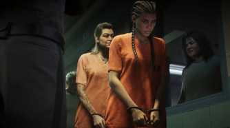 Lucia Camina Wearing an Orange Jumpsuit and Cuffs in Grand Theft Auto 6