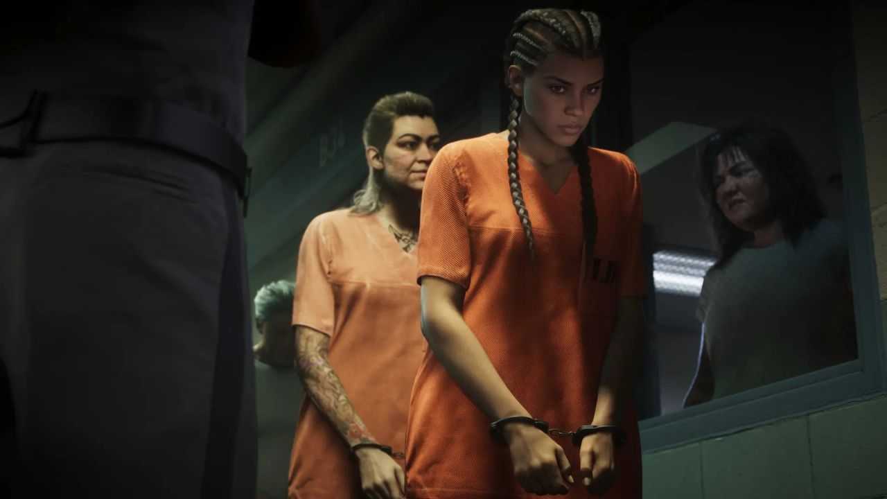 Lucia Camina Wearing an Orange Jumpsuit and Cuffs in Grand Theft Auto 6