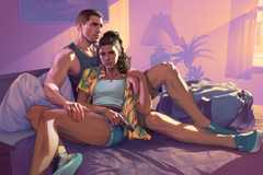 GTA 6 characters laying on a bed
