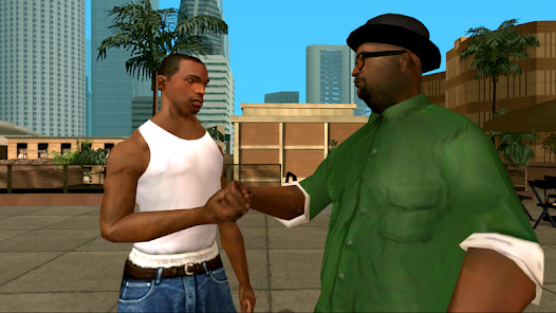 GTA San Andreas protagonist CJ greets a friend.