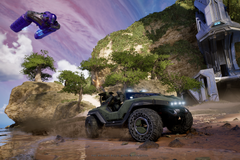 Master Chief drives a Warthog in Silent Cartographer in Halo Campaign Evolved Halo CE Remake