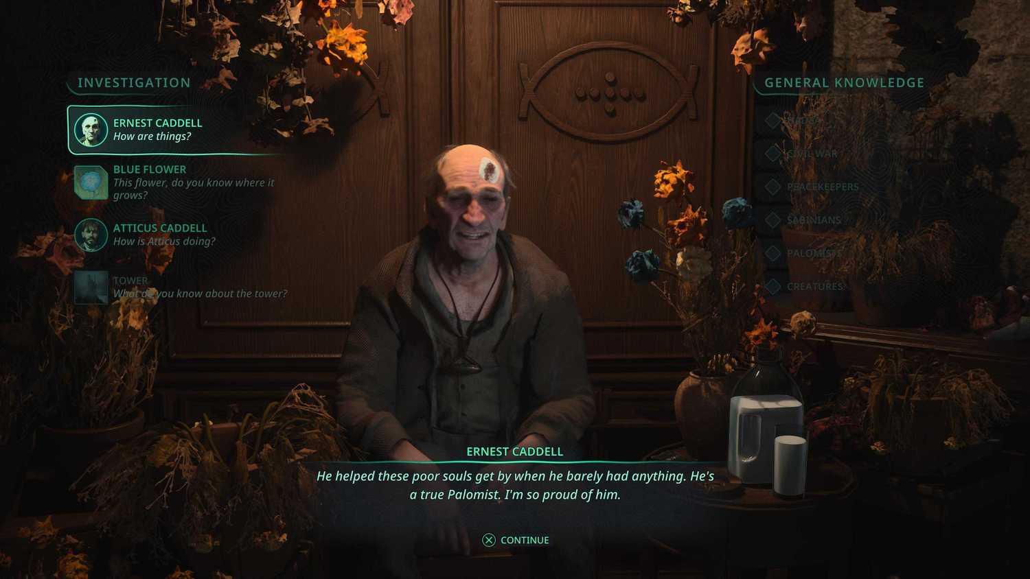 Talking to an NPC in Hell Is Us.